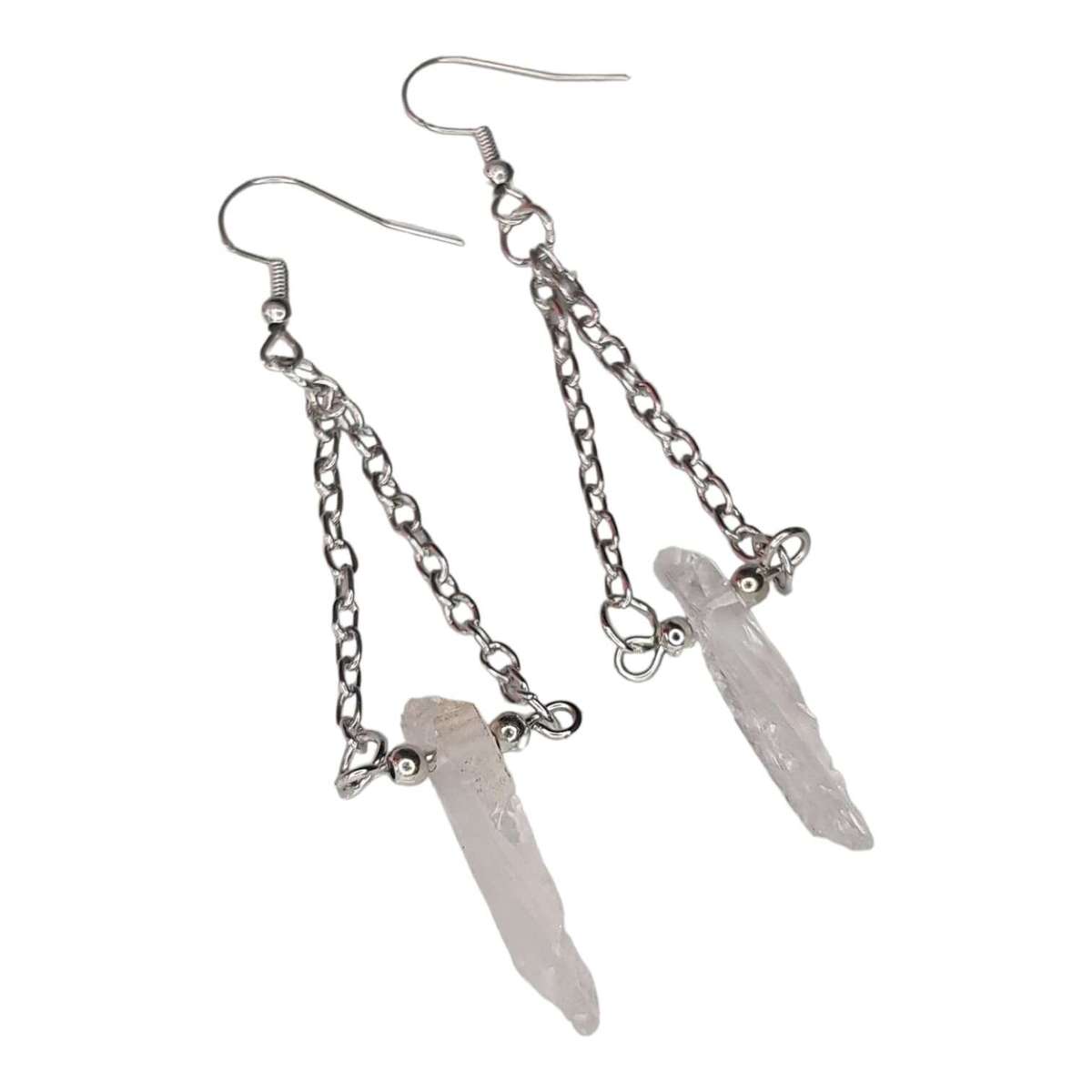 Quartz drop earrings, 60-80mm incl. hook