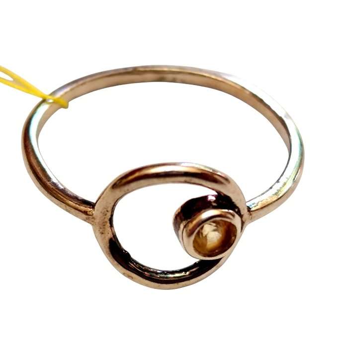 Citrine ring in 925 silver, round, size 7