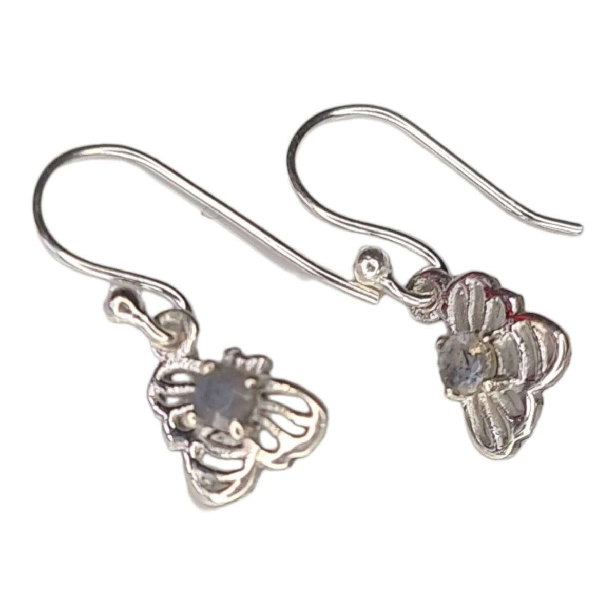 Bee earrings in 925 silver, Labradorite, 20mm incl. hook