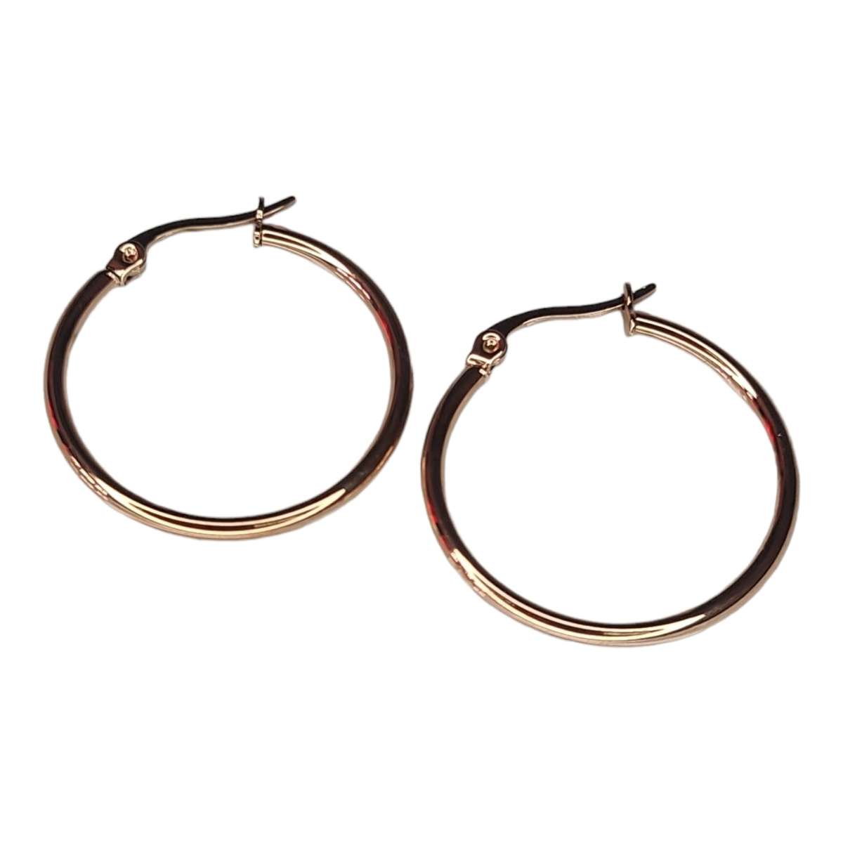 Stainless Steel hoop earrings, rose gold, 30mm