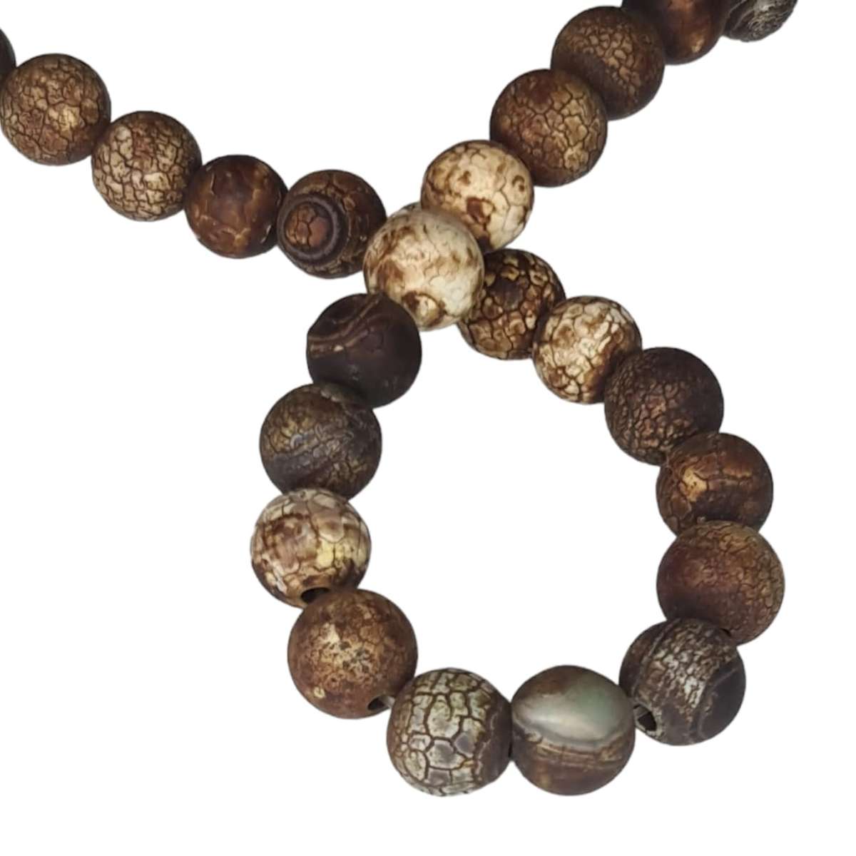 Brown Crackled Agate bead string, 8mm, matte, round, 40cm