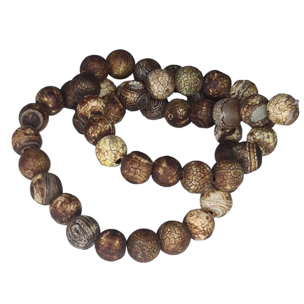 Brown Crackled Agate bead string, 8mm, matte, round, 40cm