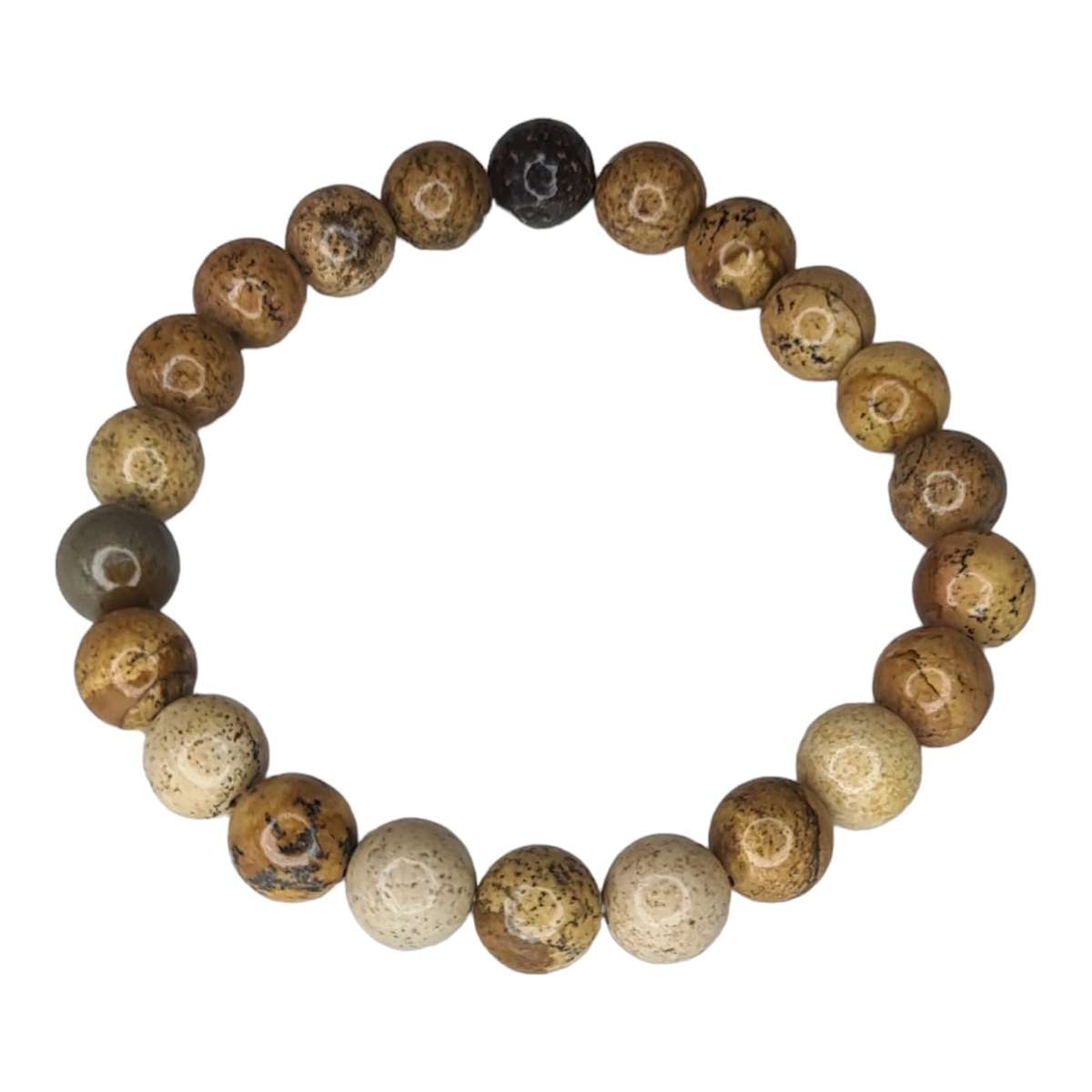Picture Jasper bead bracelet, 8mm, stretchcord