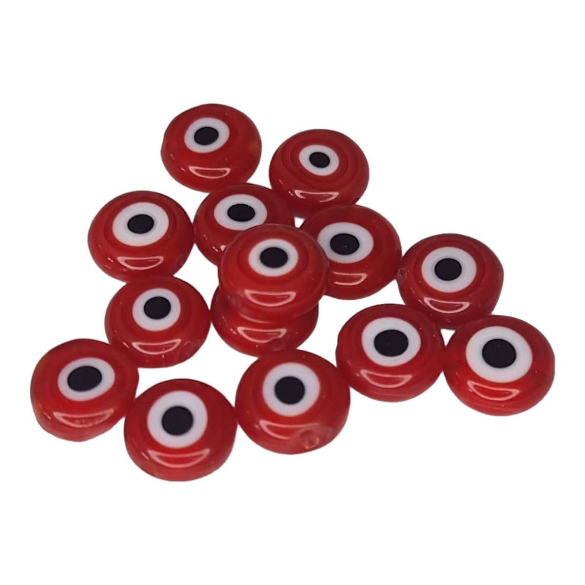 Evil eye glass bead, red, 10mm