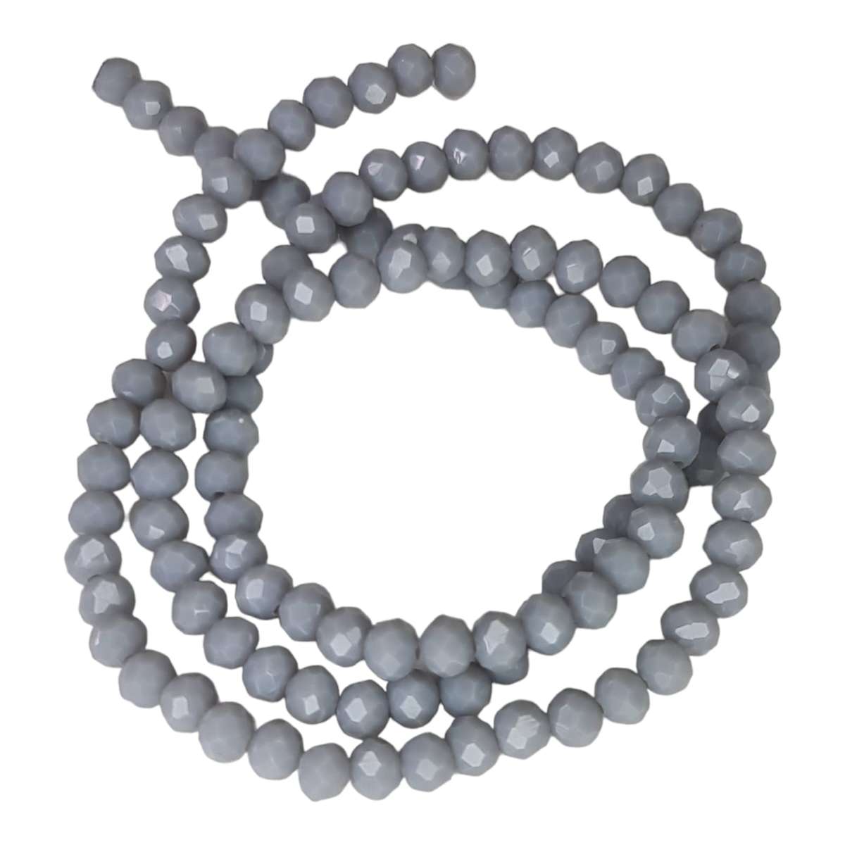 Glass bead string, faceted, rondelle, 4x5mm, light indigo, 40cm