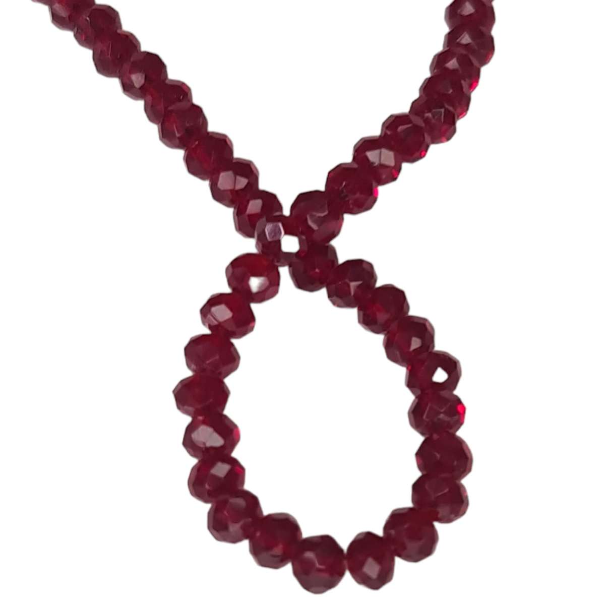 Glass bead string, faceted, rondelle, 4x5mm, maroon, 40cm