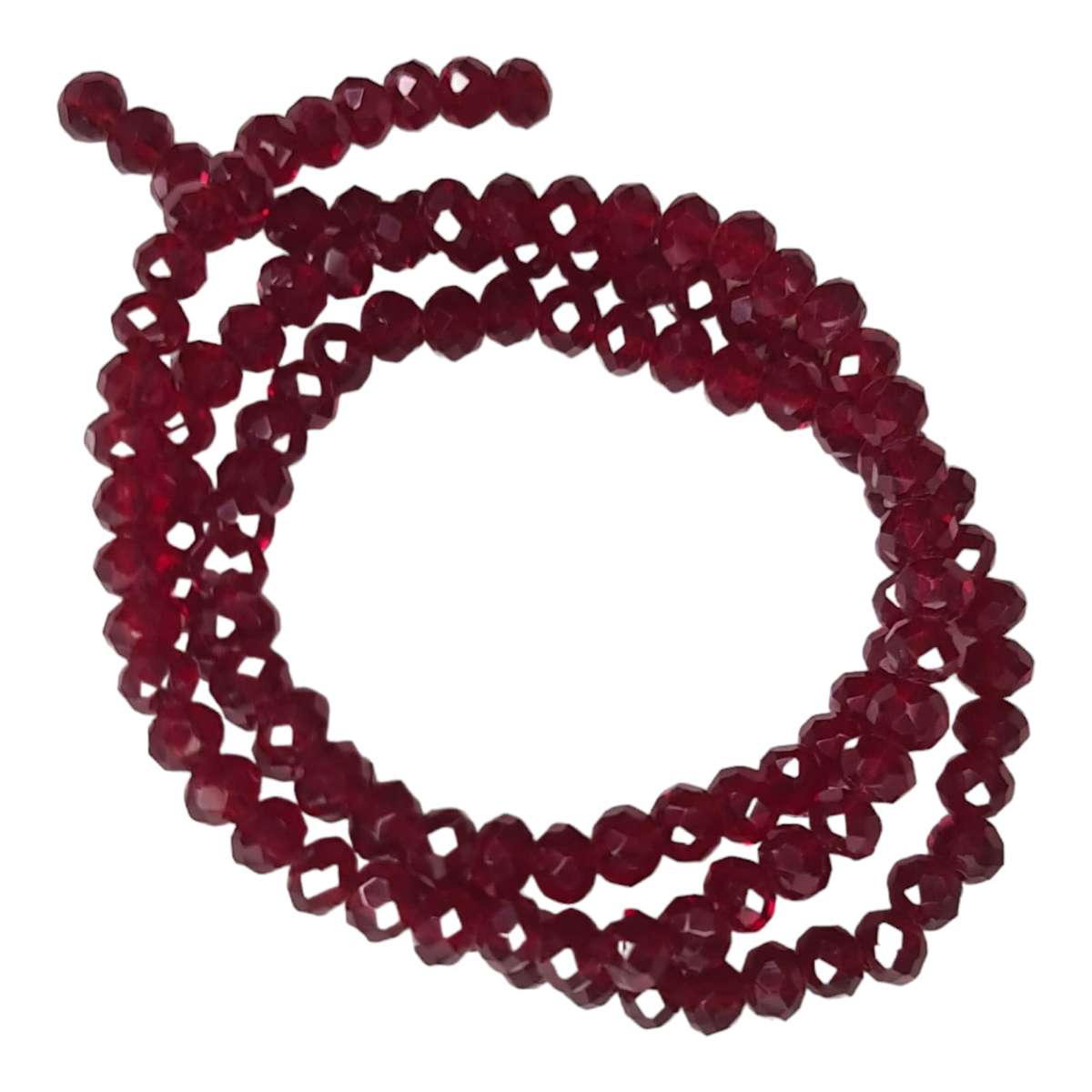 Glass bead string, faceted, rondelle, 4x5mm, maroon, 40cm