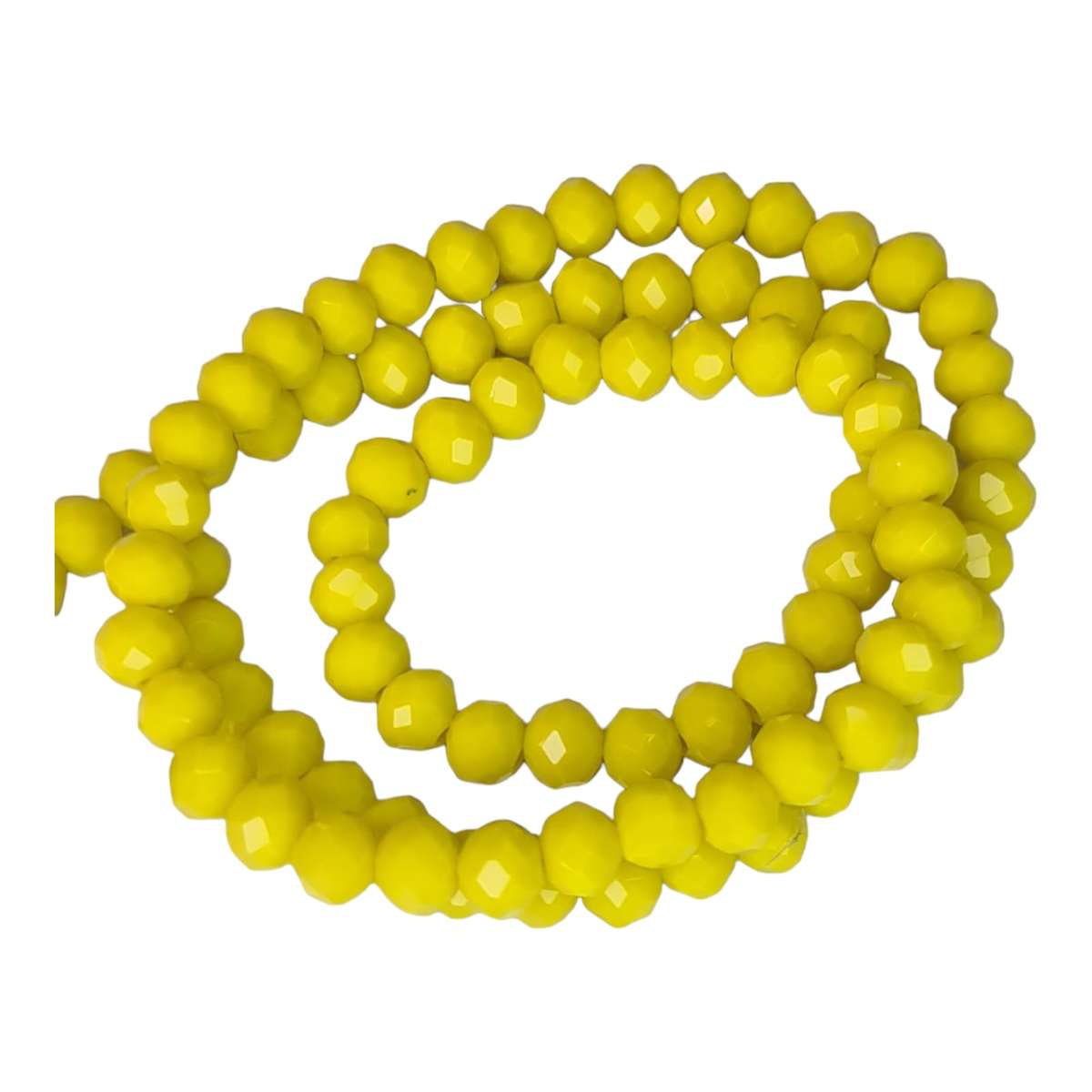 Glass bead string, faceted, rondelle, 5x6mm, yellow, 40cm