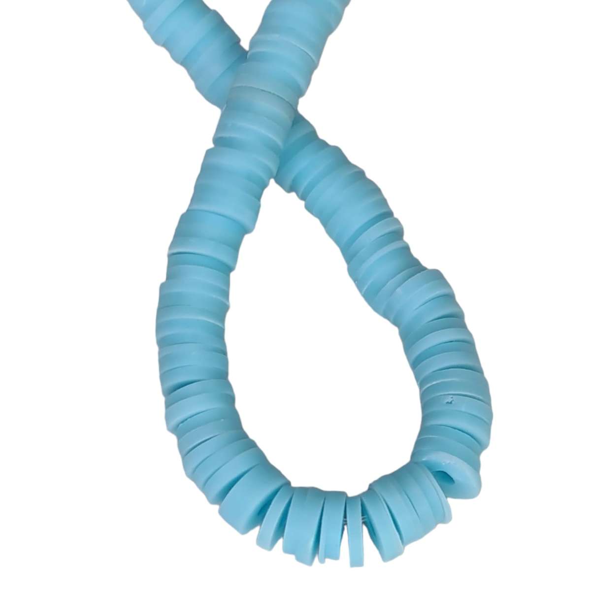 Rubber bead string, discs, 1x6mm, aqua, 40cm