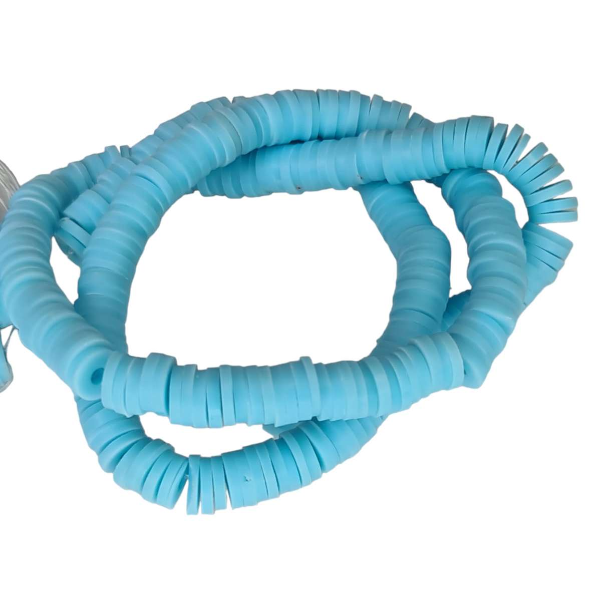 Rubber bead string, discs, 1x6mm, aqua, 40cm