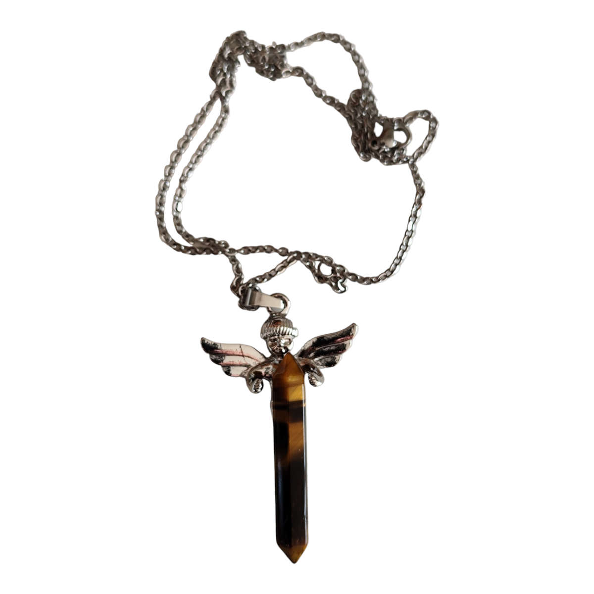 Tiger eye Cherub pendant, 63mm incl. bail