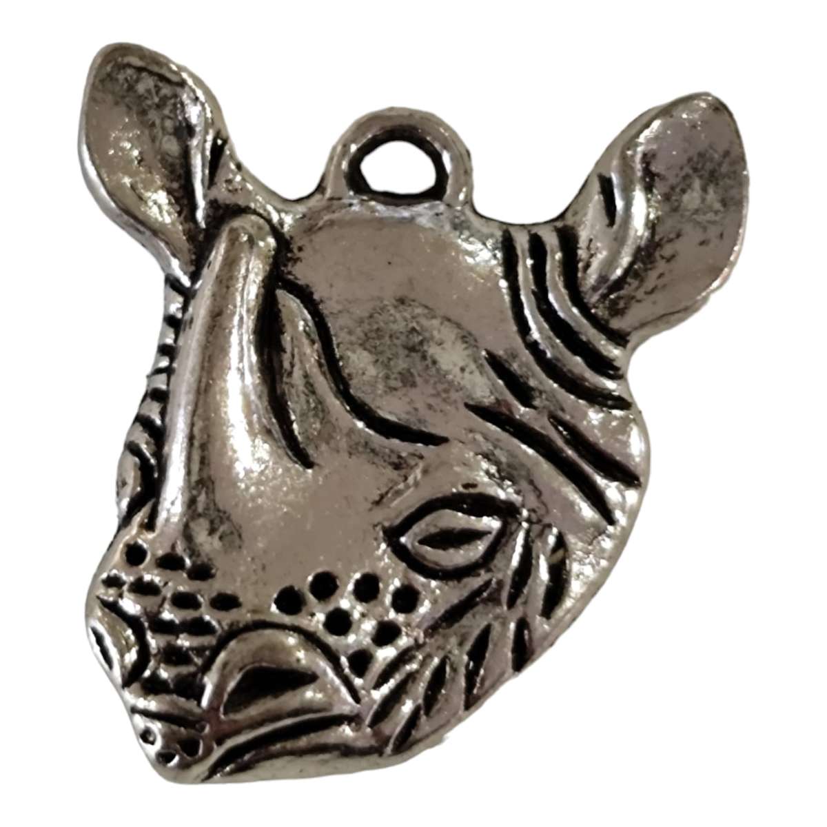 Rhino head charm, Base metal, 21 x 19mm