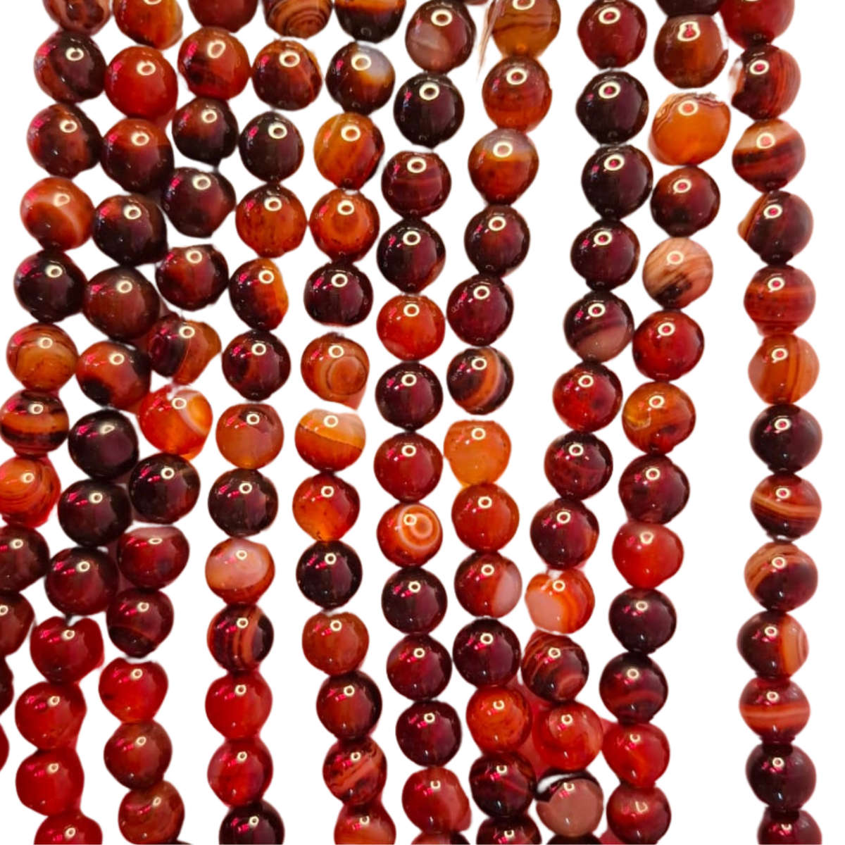 Natural stripped orange and brown agate bead string, 10mm, 36cm