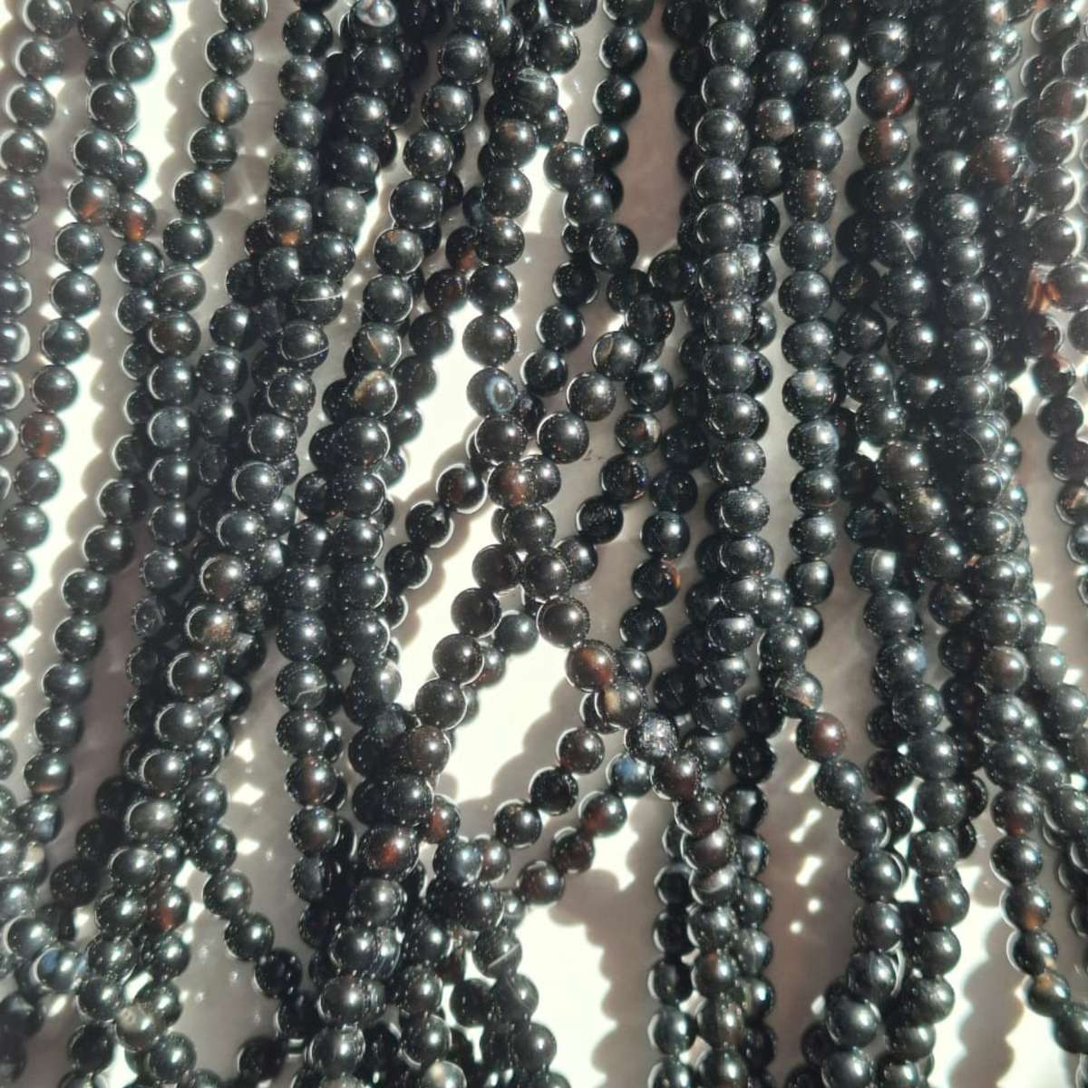 Natural black agate bead string, 6.5mm, 36cm