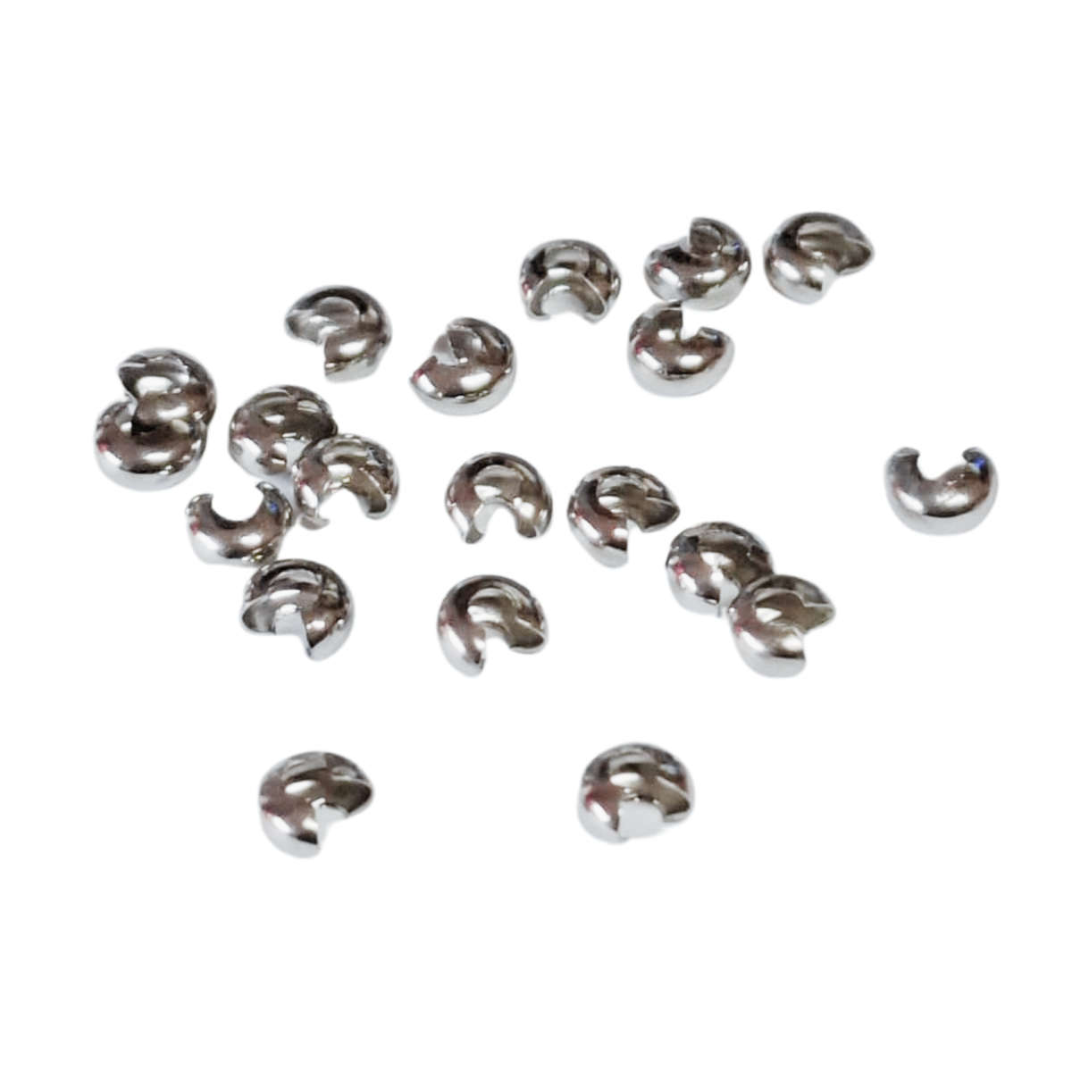 20 pcs 5 mm crimp cover, silver coated copper