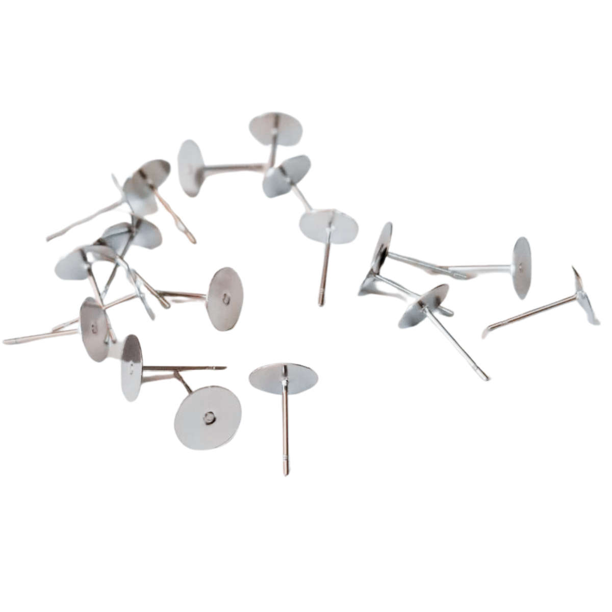 10x Pairs Stainless steel Earring Stud, Flat front 8mm
