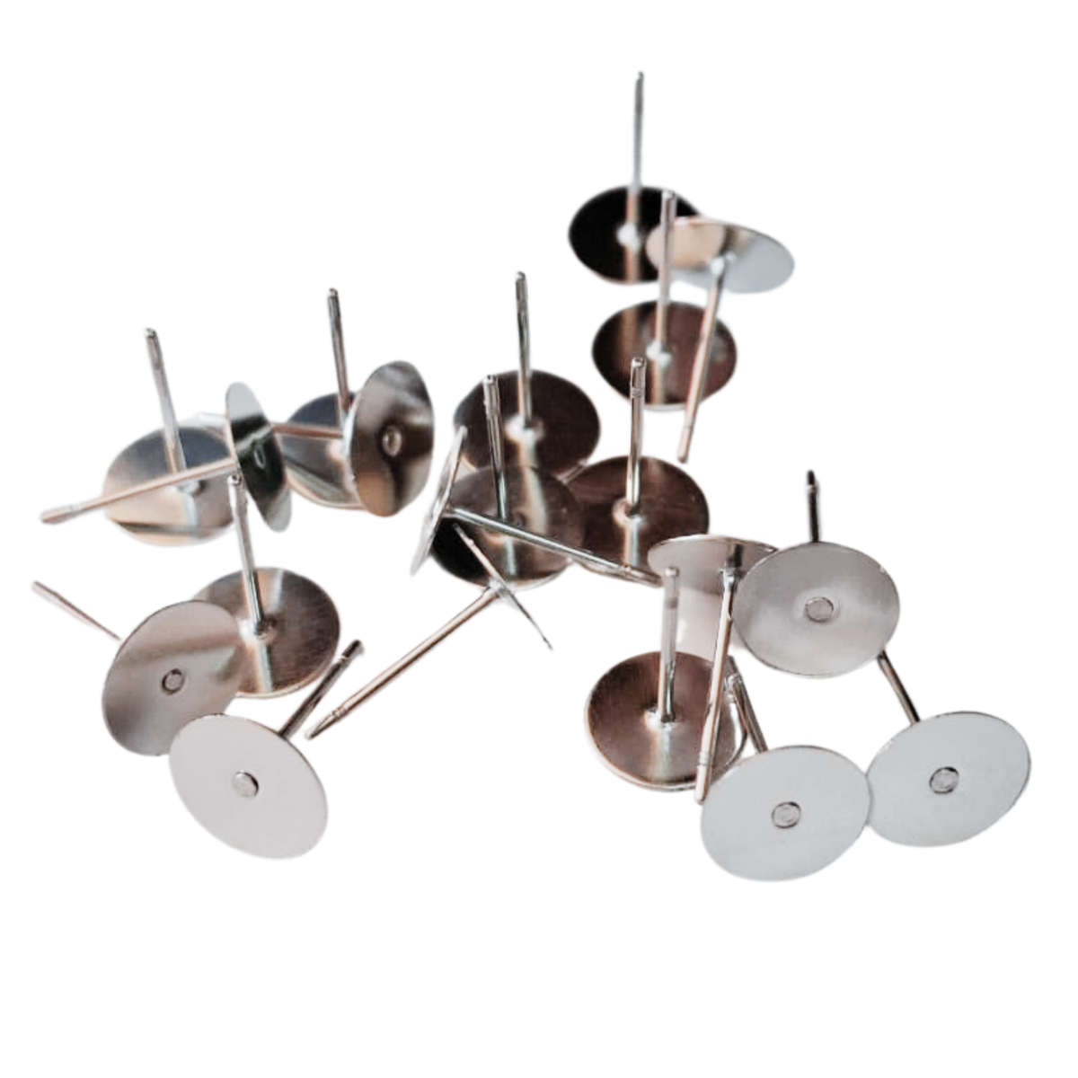 10x Pairs Stainless steel Earring Stud, Flat front 8mm