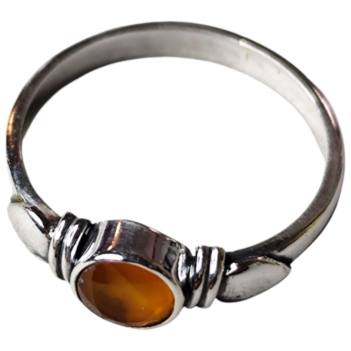 Mandarin Garnet ring in 925 silver, Round, size 7