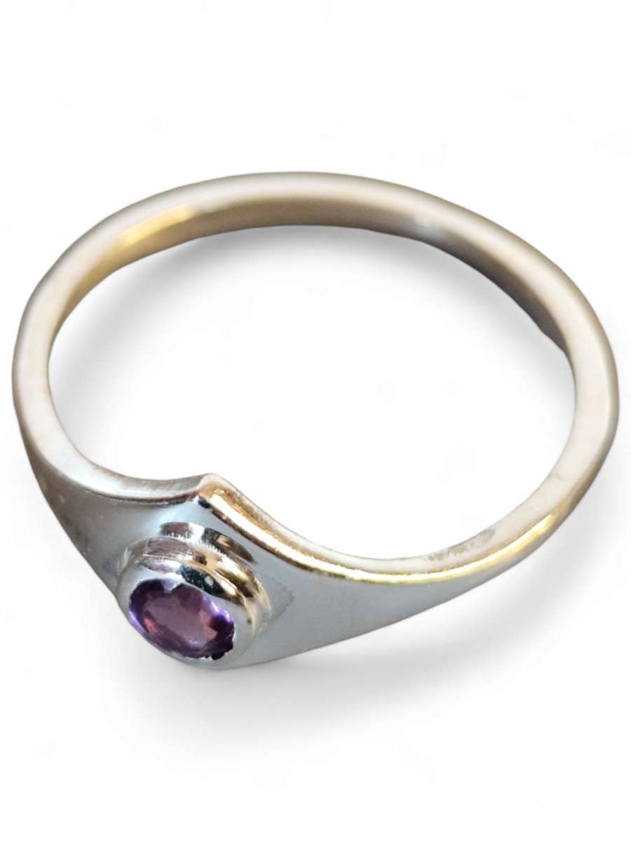 Amethyst ring in 925 silver, Round, size 9