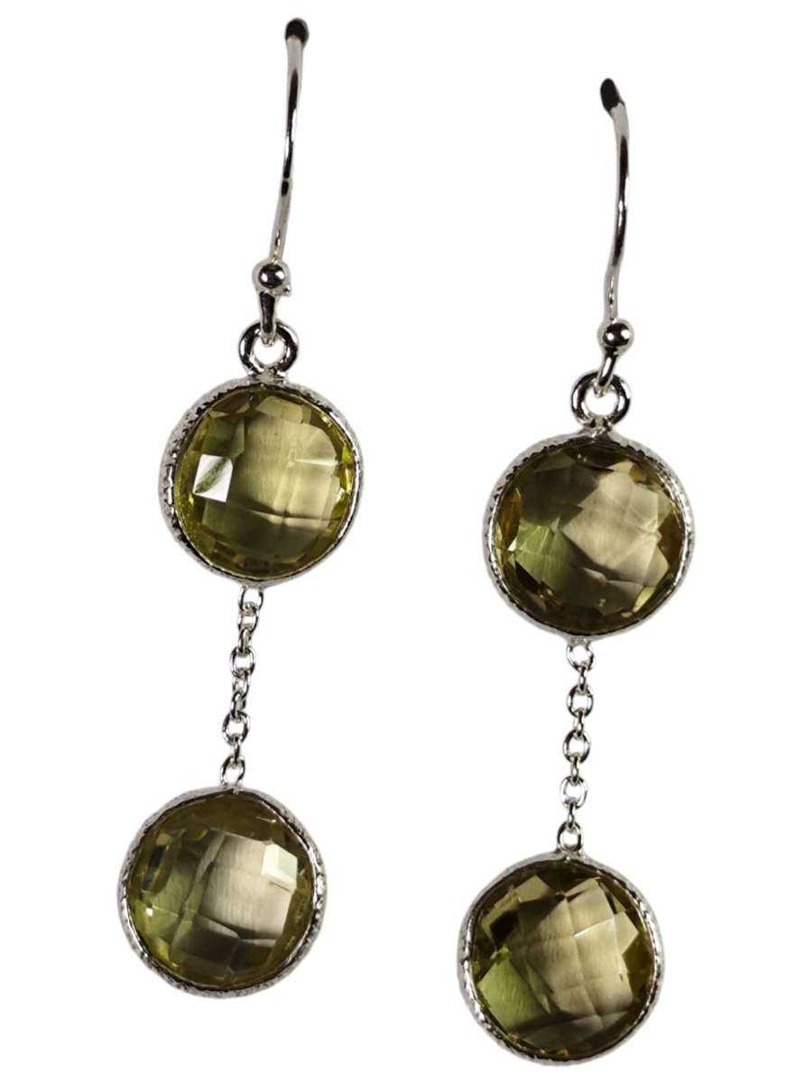 Citrine facet dangle earrings, 925 Silver