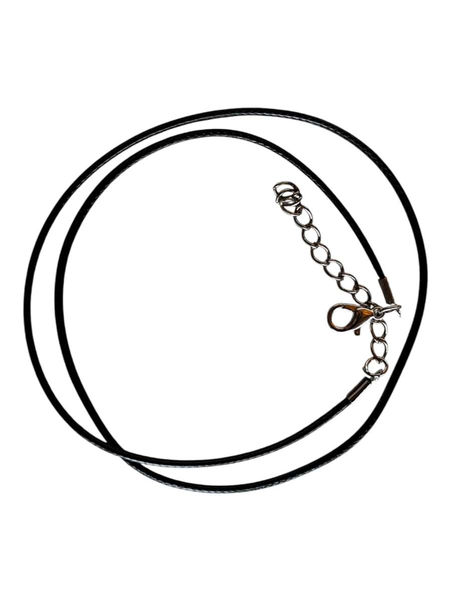 Black woven faux leather string w clasp, 1.5mm, 50cm