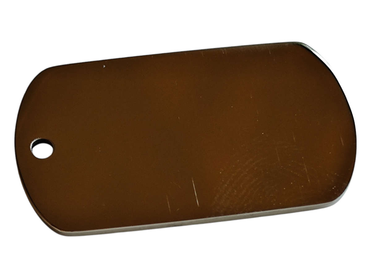 Black wolf dog tag pendant, stainless steel, 39mm