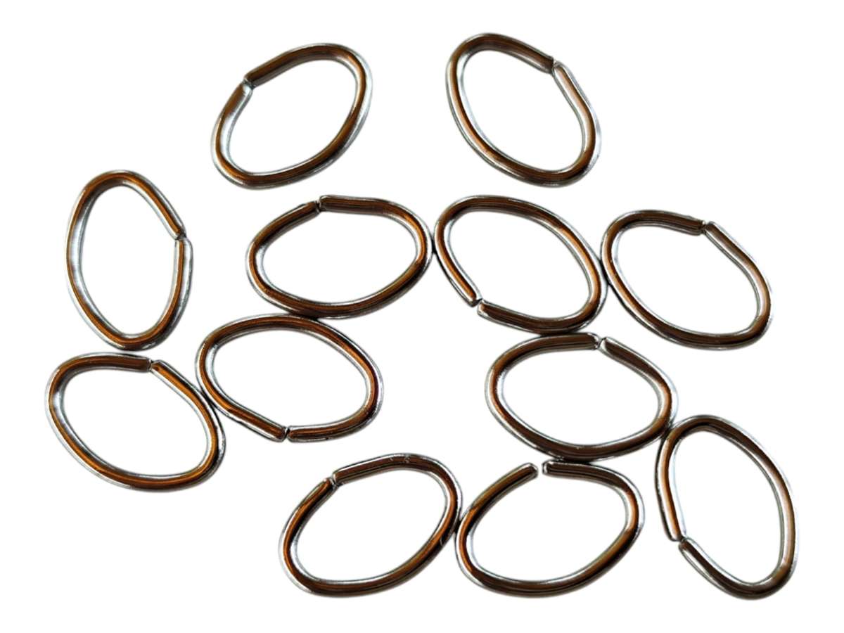 12 x Oval Jumprings in stainless steel, 10 x 6mm, 1mm thick