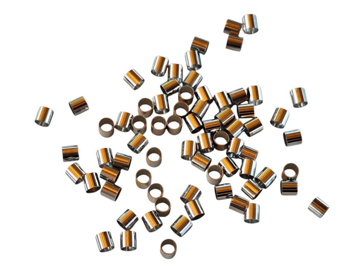 100 x Silver colour Tube shaped crimps, Base metal, 2.5x 2.5mm, 2mm diameter hole