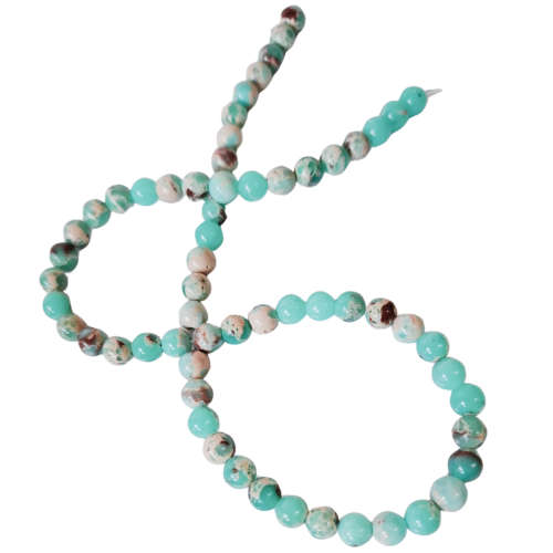 Imperial Jasper, teal bead string, round, 6.5mm, 38cm