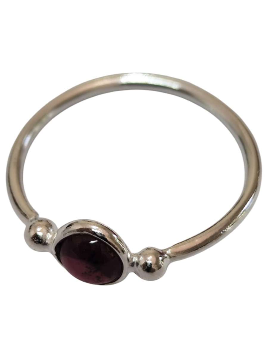 Garnet ring in 925 silver, Round, size 10