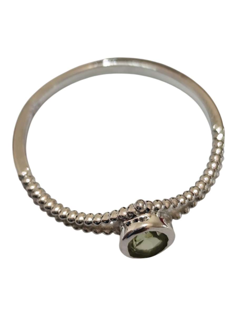 Peridot ring in 925 silver, Round, size 8