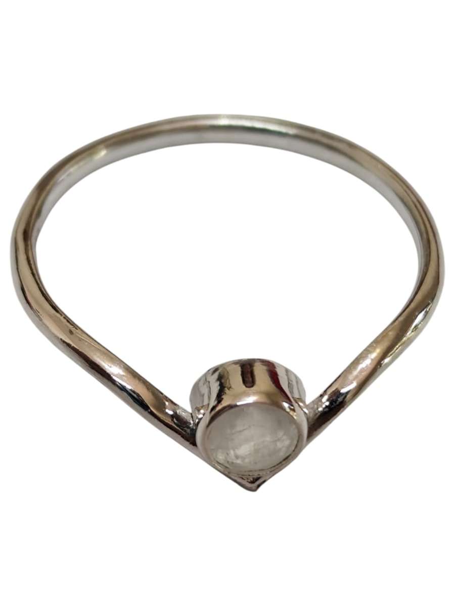 Moonstone ring in 925 silver, Round, size 8