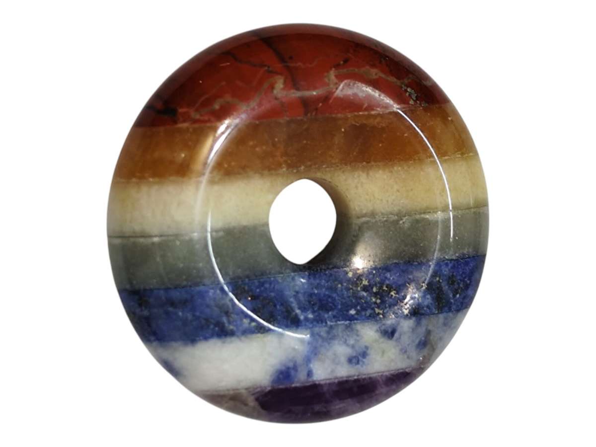 Chakra gemstone Pi stones / donuts, 30mm with 6mm diameter hole