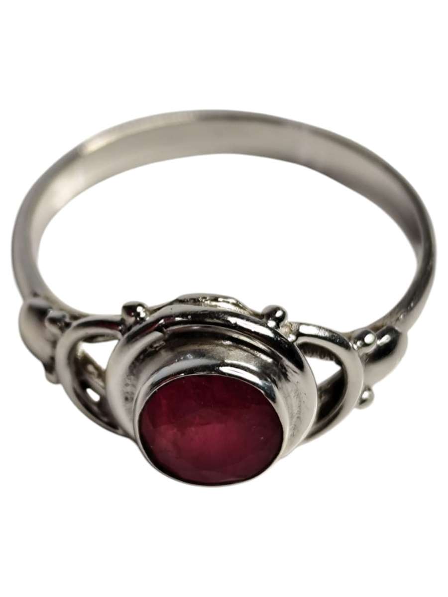 Ruby ring in 925 silver, Round cut, size 8