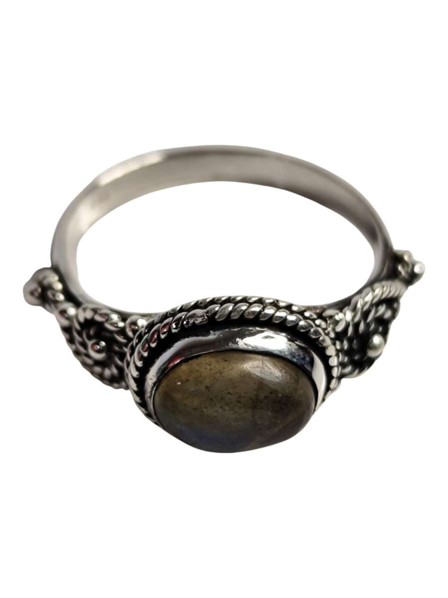 Labradorite ring in 925 silver, Oval cut, size 7