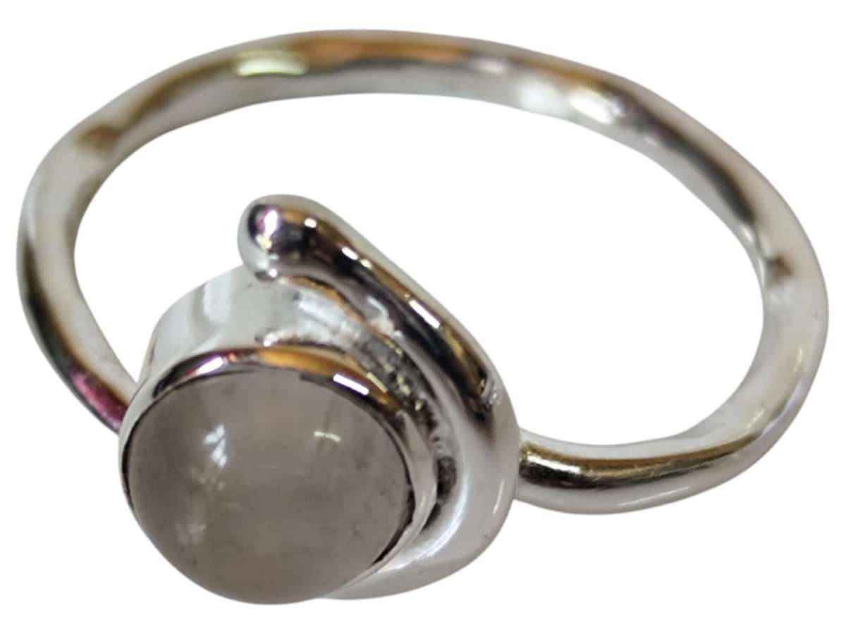 Quartz ring in 925 silver, Round cut, size 7