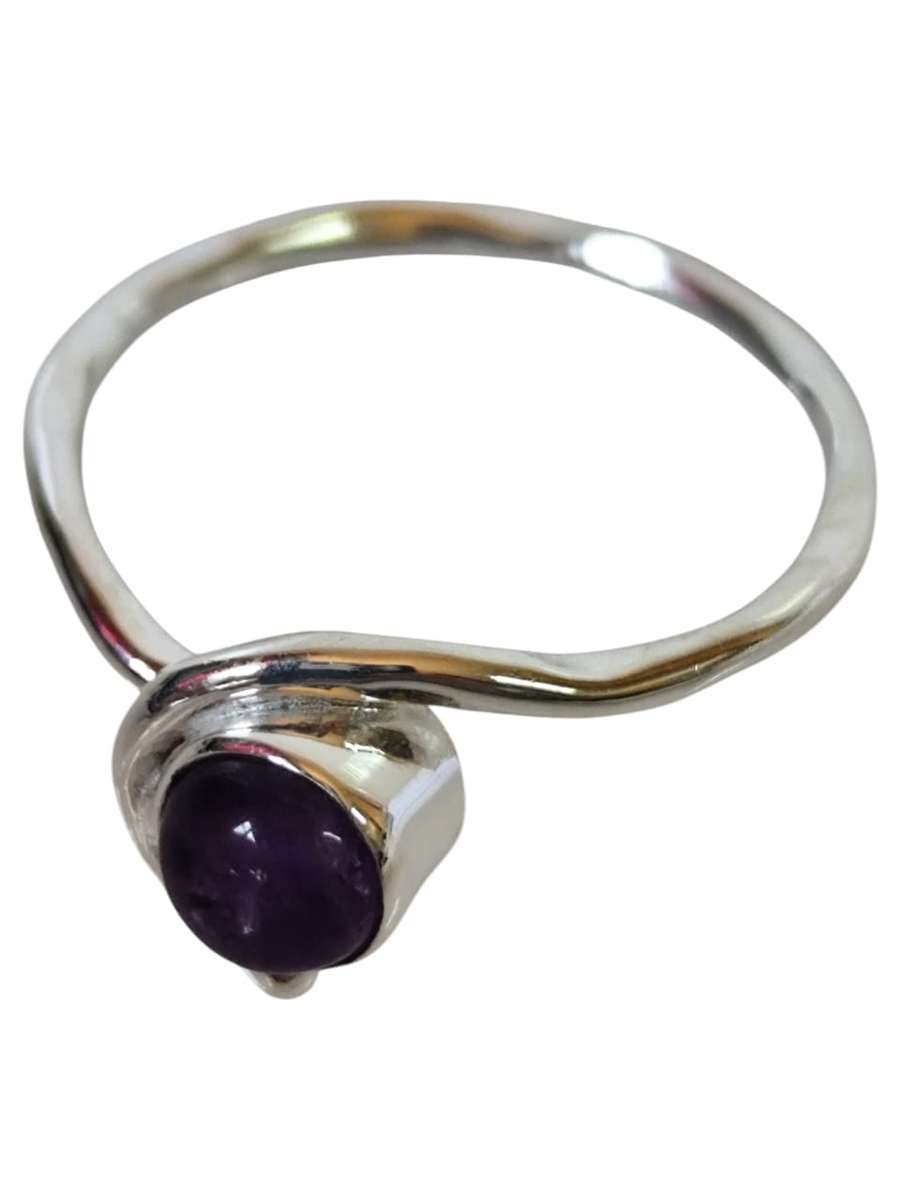 Amethyst ring in 925 silver, Round cut, size 9