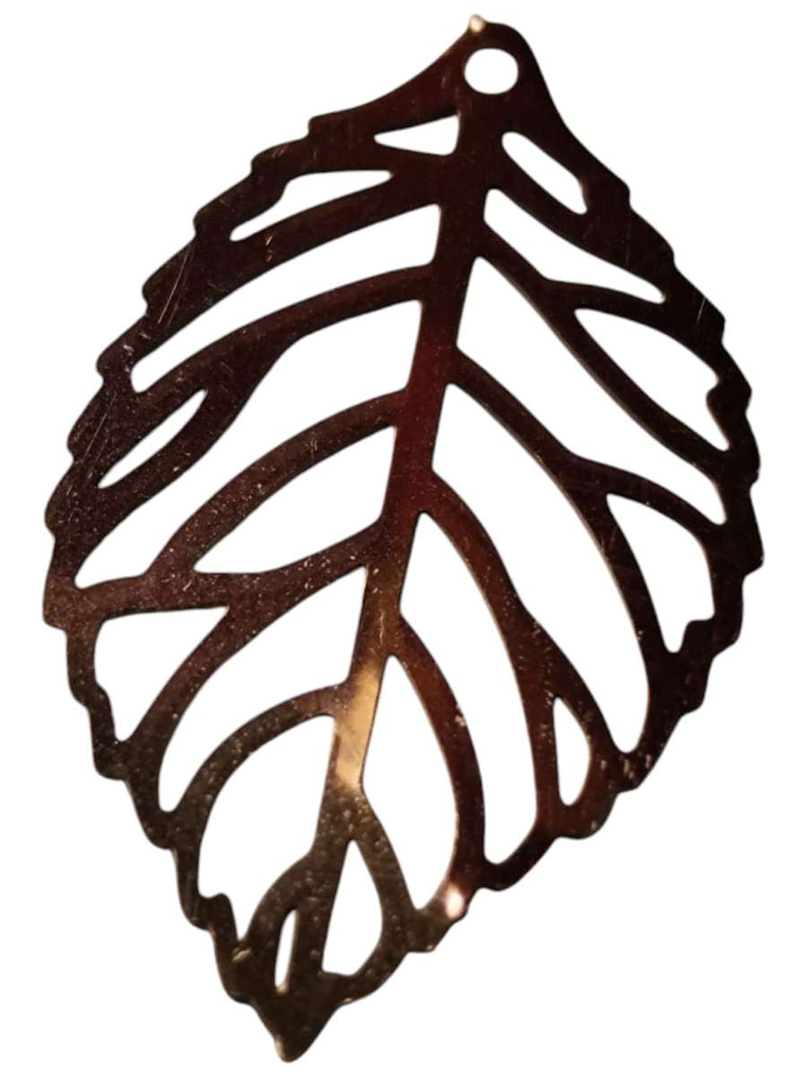 Leaf charm, stainless steel, rose gold 23mm