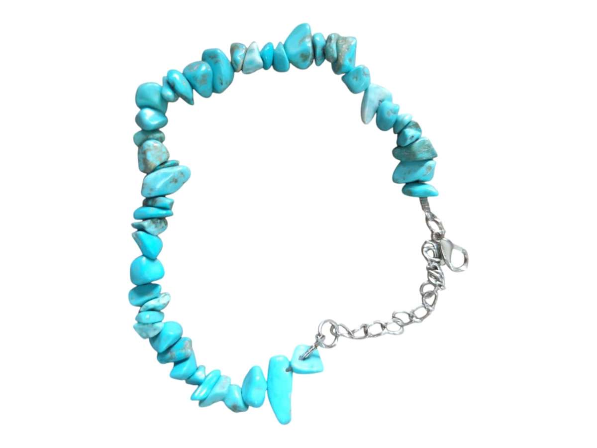 Blue howlite chip bracelet, extender chain
