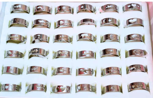 Assorted stainless-steel engraved band ring