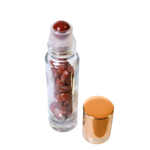 Roll-on bottle w chips, Red Jasper, 10ml