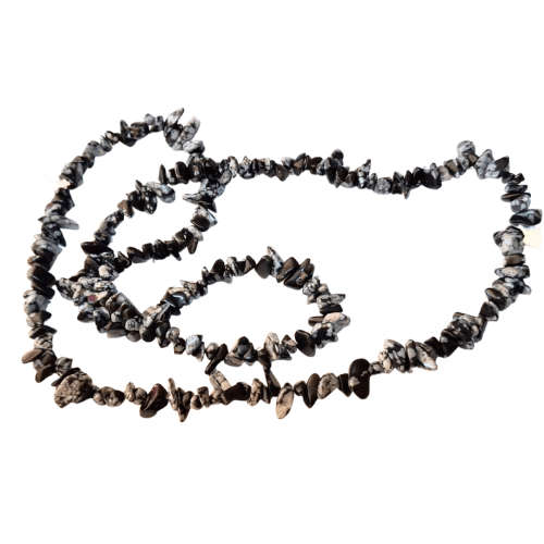 Snowflake obsidian, chips 6-8mm, 40cm