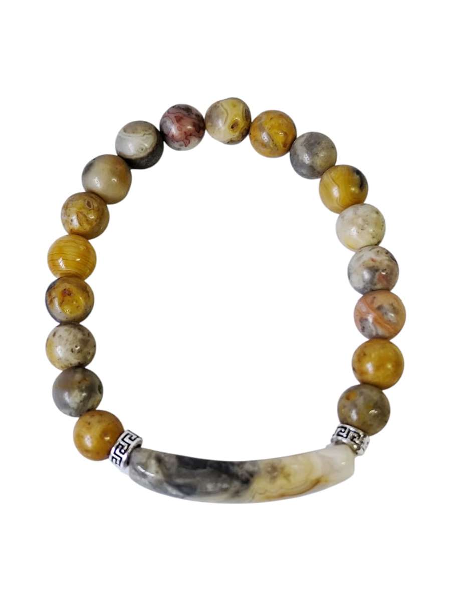 Crazy Agate bead bracelet, stretchcord