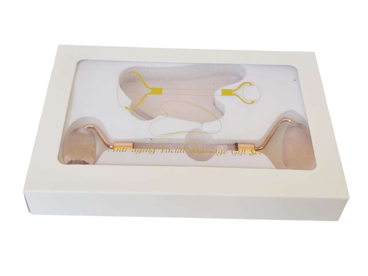 Pink crystal facial massage gift set