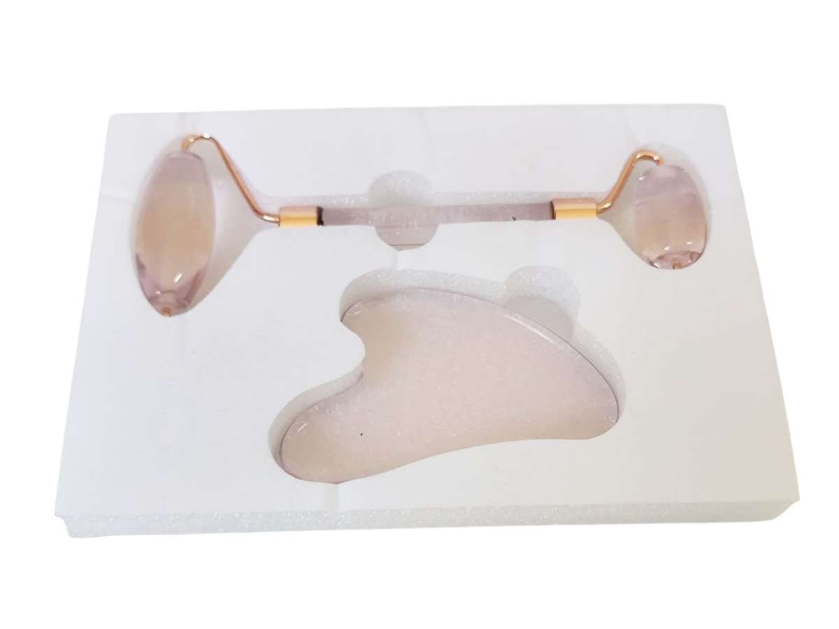 Pink crystal facial massage gift set