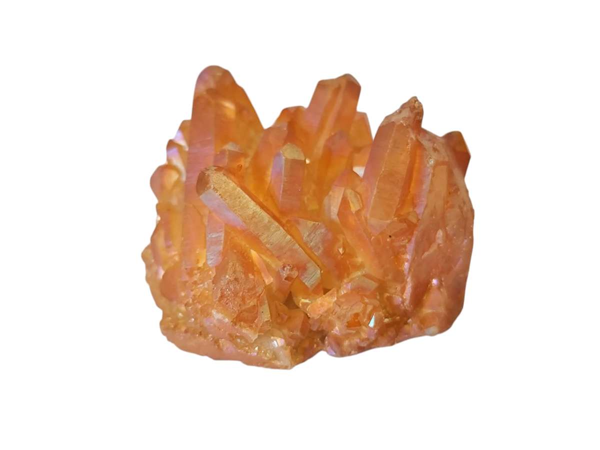 Burnt Orange Aura Quartz cluster, 2-4cm, 32-34grams