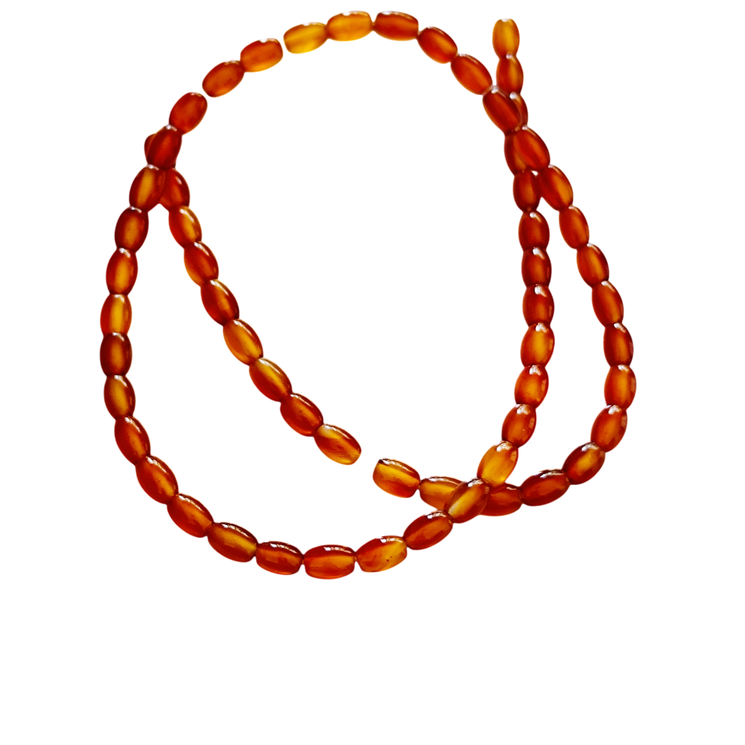Carnelian barrel bead string, 4x7mm, 39cm