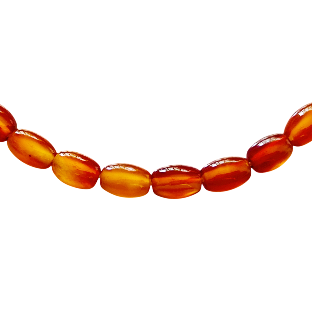 Carnelian barrel bead string, 4x7mm, 39cm