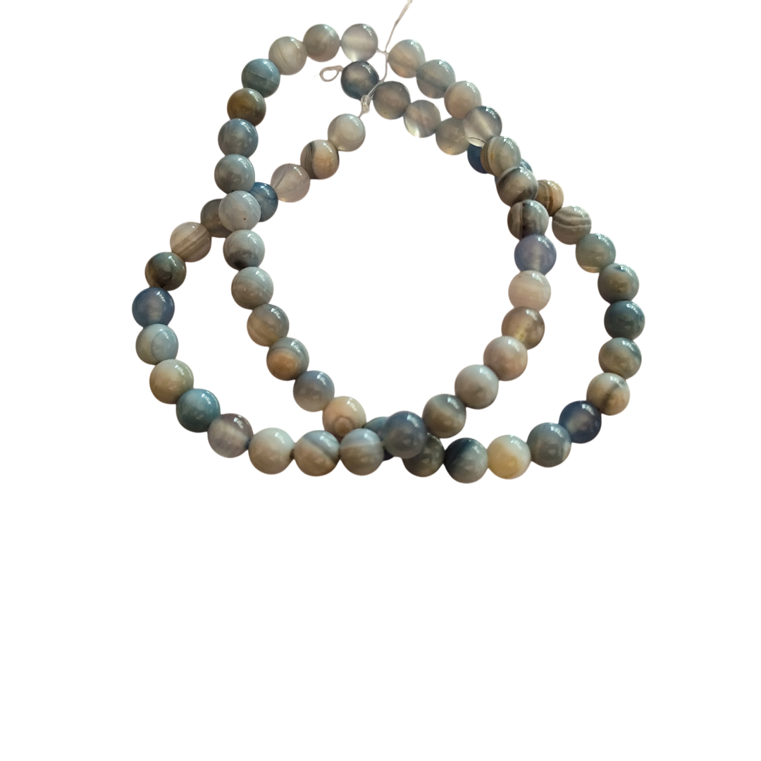 Blue grey agate bead string, 6mm, 39cm