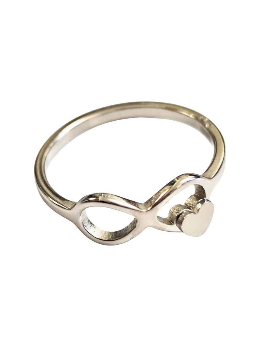 Stainless Steel Ring, Infinity Heart Design, size 19